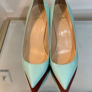 Christian Louboutin Blue Patent Leather Pumps